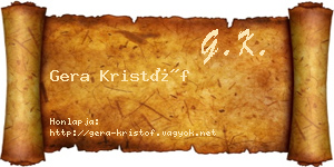Gera Kristóf névjegykártya
